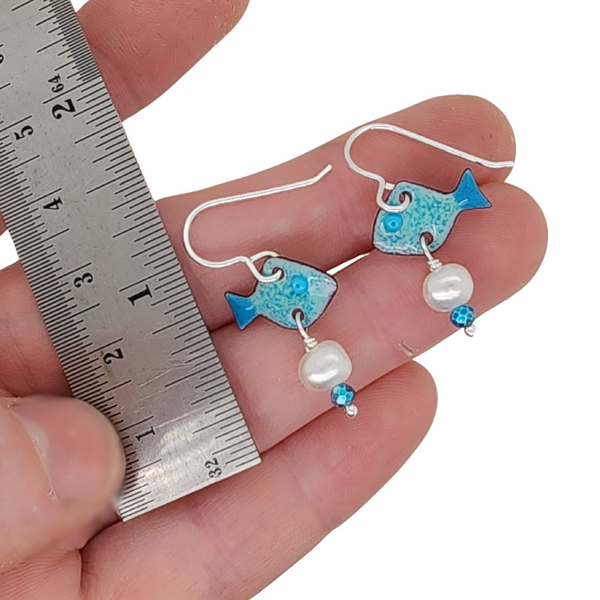 Little Fish With Pearls - Dangle Earrings
