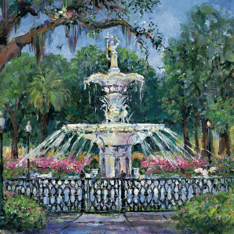 Forsyth Fountain painting by Sharon Saseen