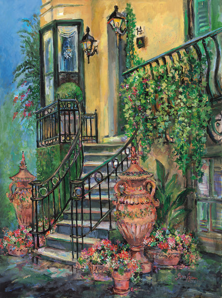 historic Savannah steps painting
